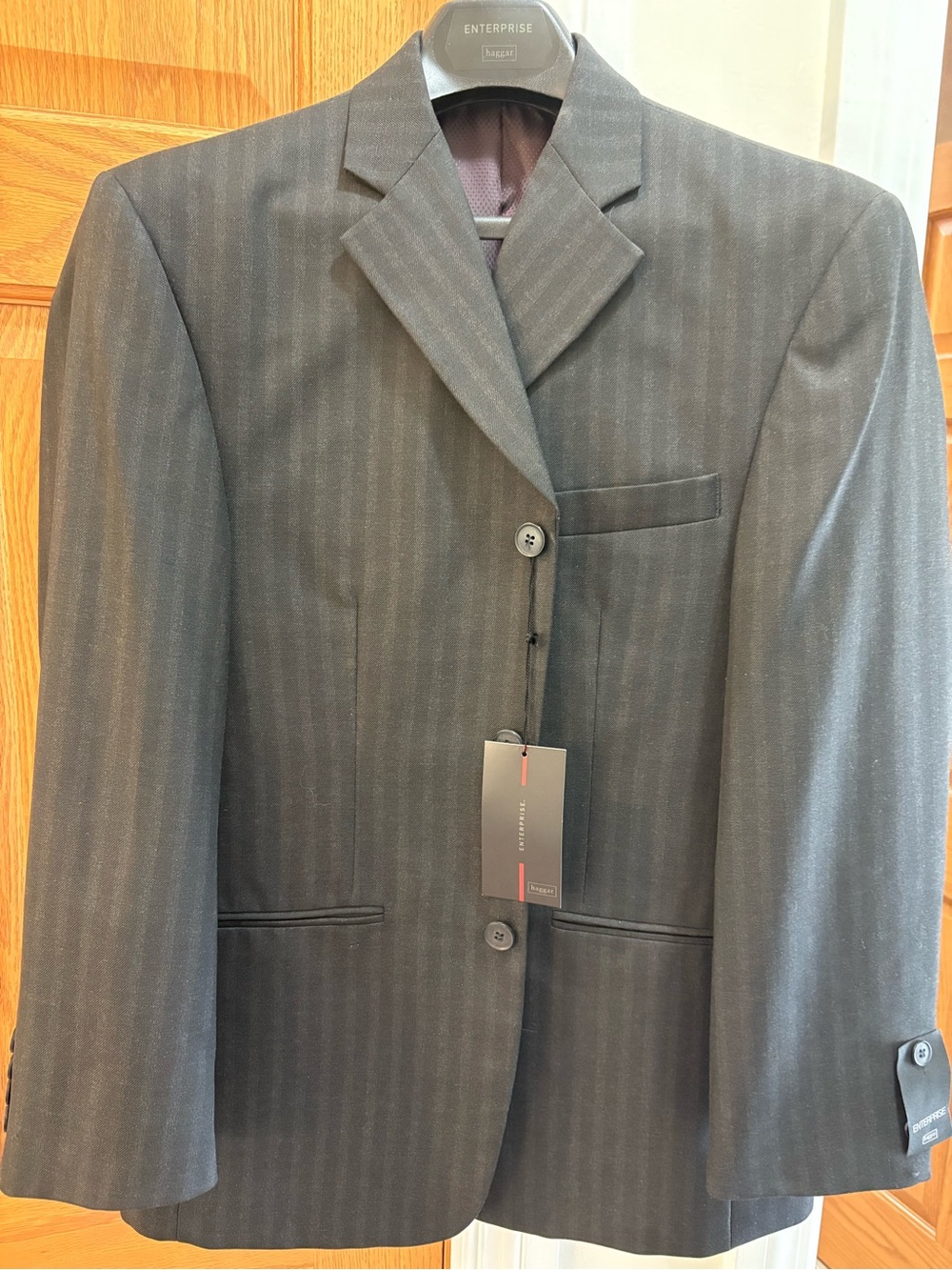 Haggar Men's Dark Charcoal Pinstripe Suit Jacket